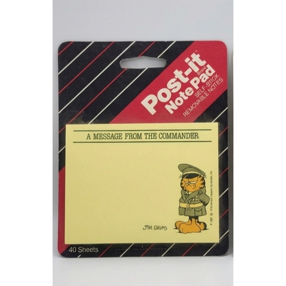 Vintage 1987 Garfield Post-it Notes 3M Commander Jim‎ Davis New Old Stock HP 787